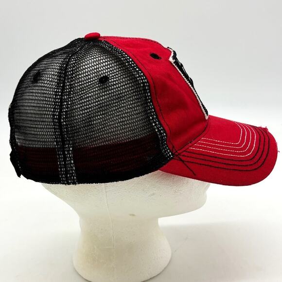 Luke Bryan Baseball Hat Mens OS Red Denim Distressed Black Meshback Adjustable - Picture 2 of 8